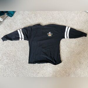 Disney Black Long Sleeve Jersey Tee with White Stripes